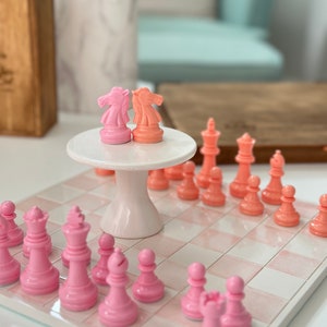 Handcrafted Chess Set - Handmade Chess Board with Pieces - Unique Gift for Him or Her - Minimalist Home Decor