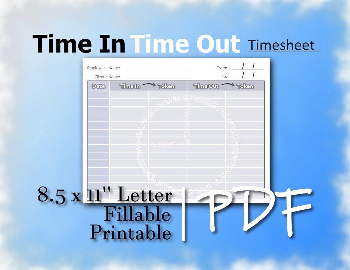 Time in Time Out Form Home Health Care Timesheet Time Etsy UK