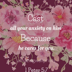 Gorgeous Wall Art Printable Bibical Scripture Wall Art 1 Peter 5:7