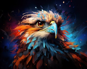Eagle Colorful USA- Digital Picture Printable as Wallpaper, Canvas, etc. Couple, Friends, Siblings, Gift for Christmas or Birthday