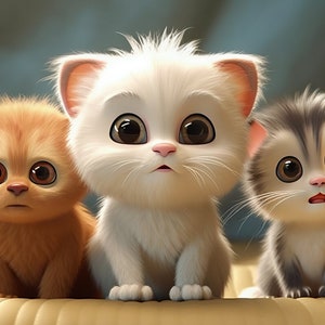 Funny Cats Threesome - Digital Picture Printable as Wallpaper, Canvas, etc. Couple, Friends, Siblings, Gift Idea for Christmas or Birthday