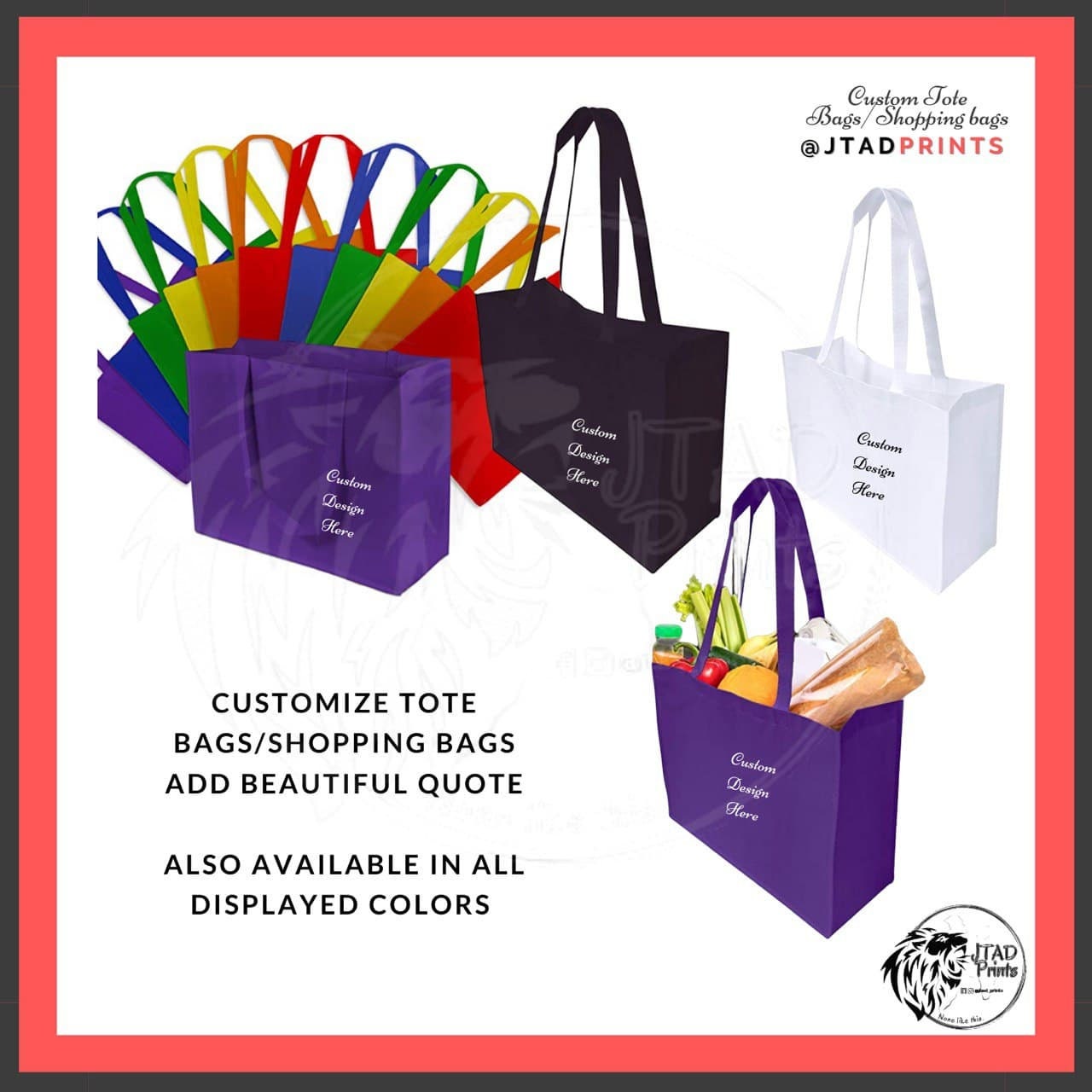 Custom Reusable Tote Bags Shopping Bags Bulk Tote Bags Bridal Bags