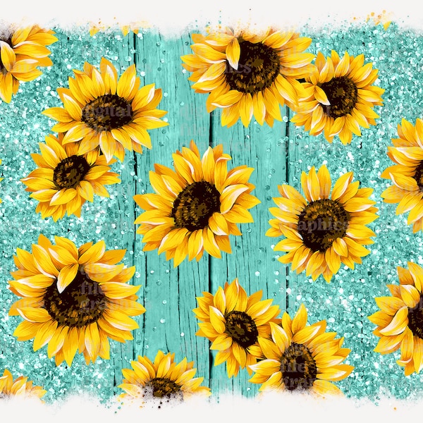 Sunflower Turquoise Background, Wood glitter Background Png, Sunflowers Sublimation PNG, Sublimation Design Downloads, Shirt Sublimation