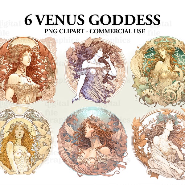 Venus Goddess Clipart, Venus png, Goddess art, Venus symbol, romantic clipart, mythology, Instant Download