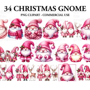 Christmas Gnome Watercolor Clipart, Gnome Winter Clipart PNG, Fantasy ...