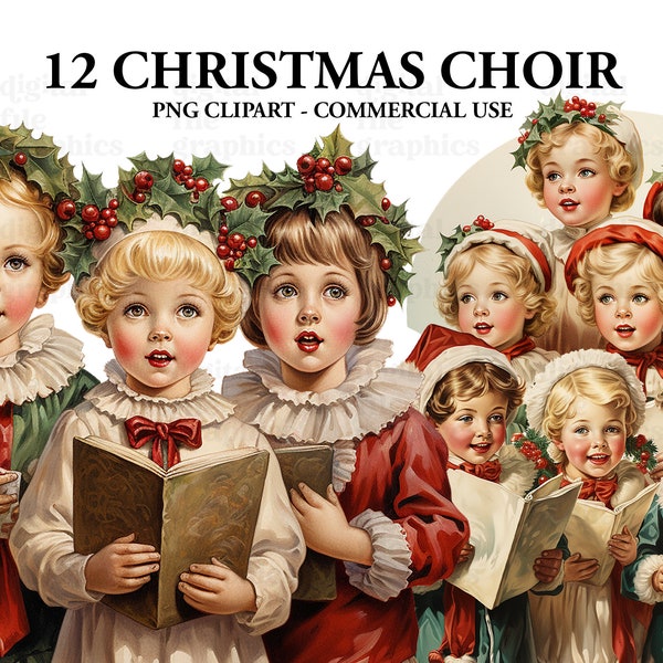 Weihnachten Chor Aquarell Clipart, Vintage Weihnachten Geist Clipart PNG, Weihnachten png Clipart, Papier Handwerk - Junk Journal, Scrapbooking