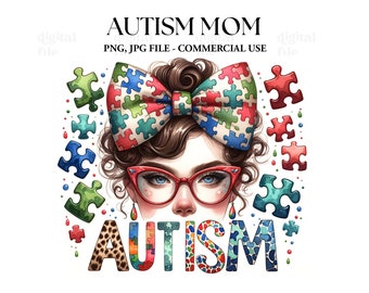 Autism Mom Watercolor Sublimation, Autism Clipart PNG, Autism mom, Autism Sublimation graphic, Autism t-shirt, Digital graphic design