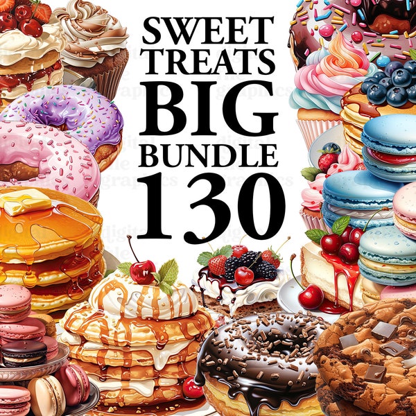 BIG BUNDLE Süße Leckereien Aquarell Clipart Bundle, Donut, Desserts, Cookie Clipart png, Scrapbook, Junk Journal, Papier Handwerk Scrapbooking