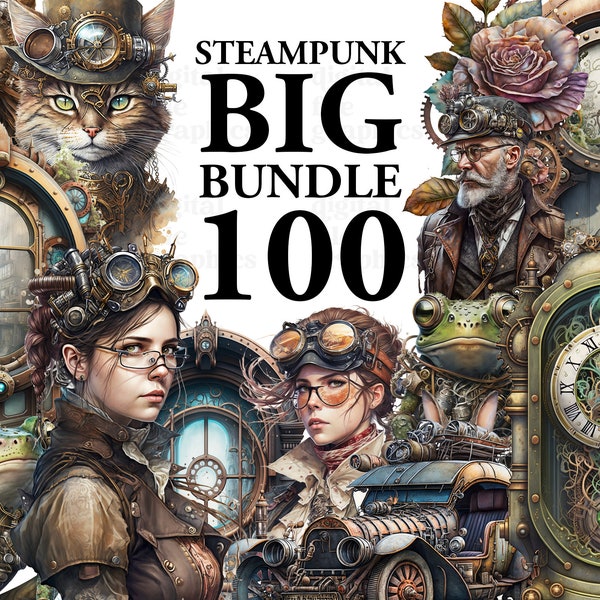 BIG Bundle Steampunk Clipart Clipart, Steampunk clipart PNG, Butterfly PNG, Scrapbook, Junk Journal, Paper Crafts Scrapbooking