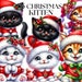 Christmas Kitten Watercolor Clipart, Cute Kitten Cat Winter Clipart PNG ...