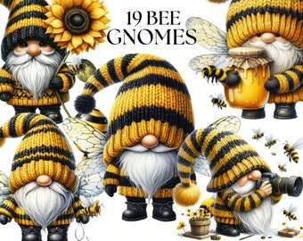 BEE Sunflower Gnomes Watercolor PNG, Gnome Clipart PNG, Sublimation Design png, Gnome graphics, Digital Graphic, Junk Journal, Scrapbooking