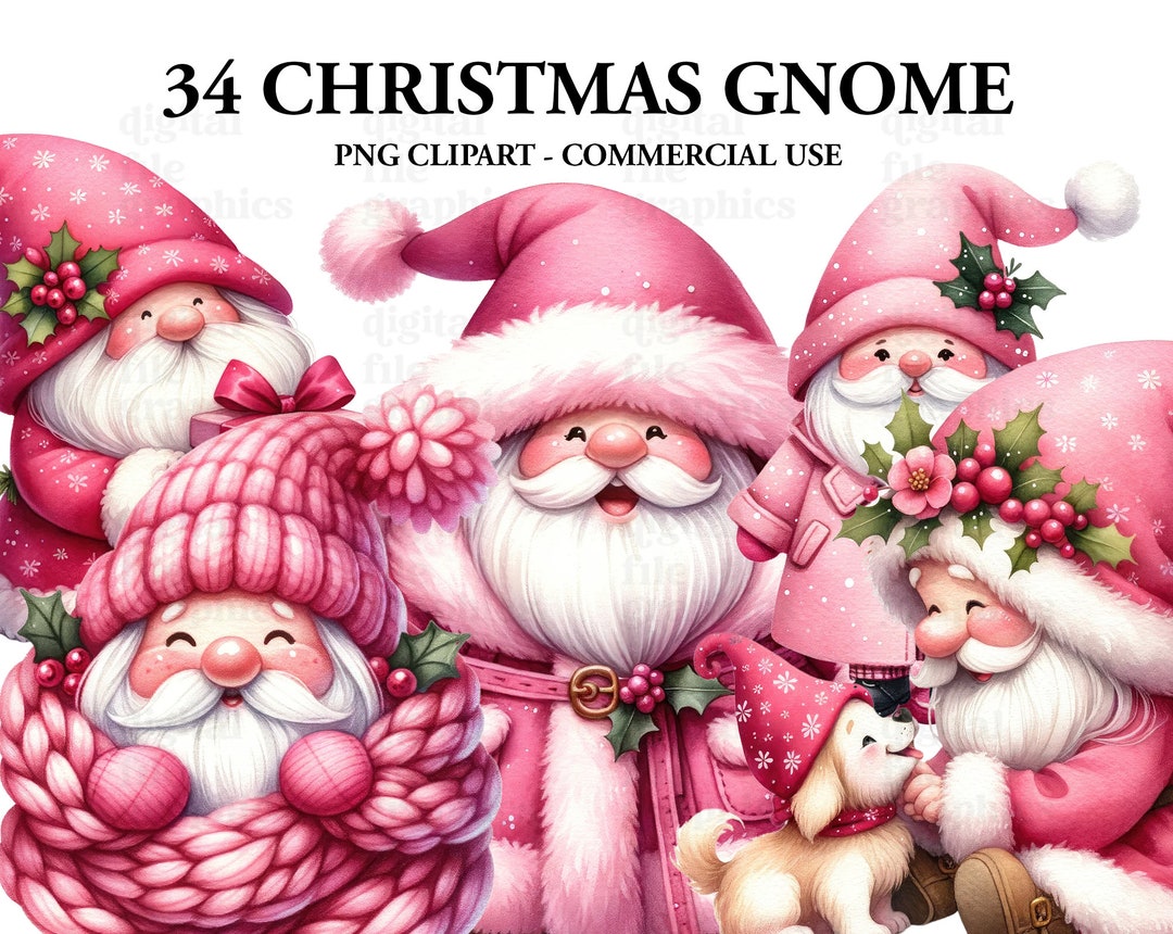 Christmas Gnome Watercolor Clipart, Gnome Winter Clipart PNG, Fantasy ...
