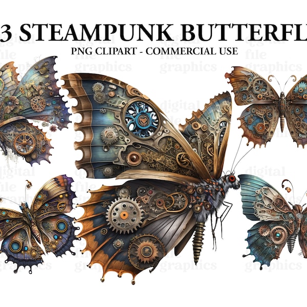 Steampunk Butterfly Clipart Clipart, steampunk clipart PNG, Butterfly PNG, Scrapbook, Junk Journal, Paper Crafts Scrapbooking