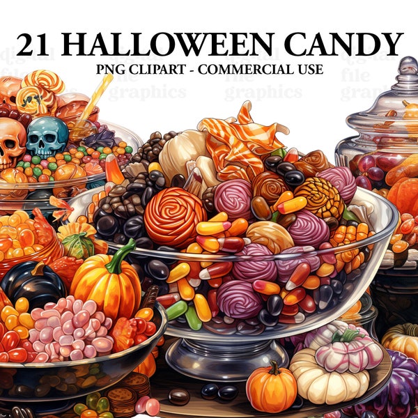 Halloween Sweets Candy Watercolor Clipart, Halloween Cupcake Clipart PNG, Halloween art Clipart, Paper craft - Junk Journal, Scrapbooking