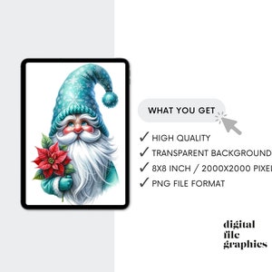 Christmas Gnome Watercolor Clipart, Gnome Winter Clipart PNG, Fantasy ...