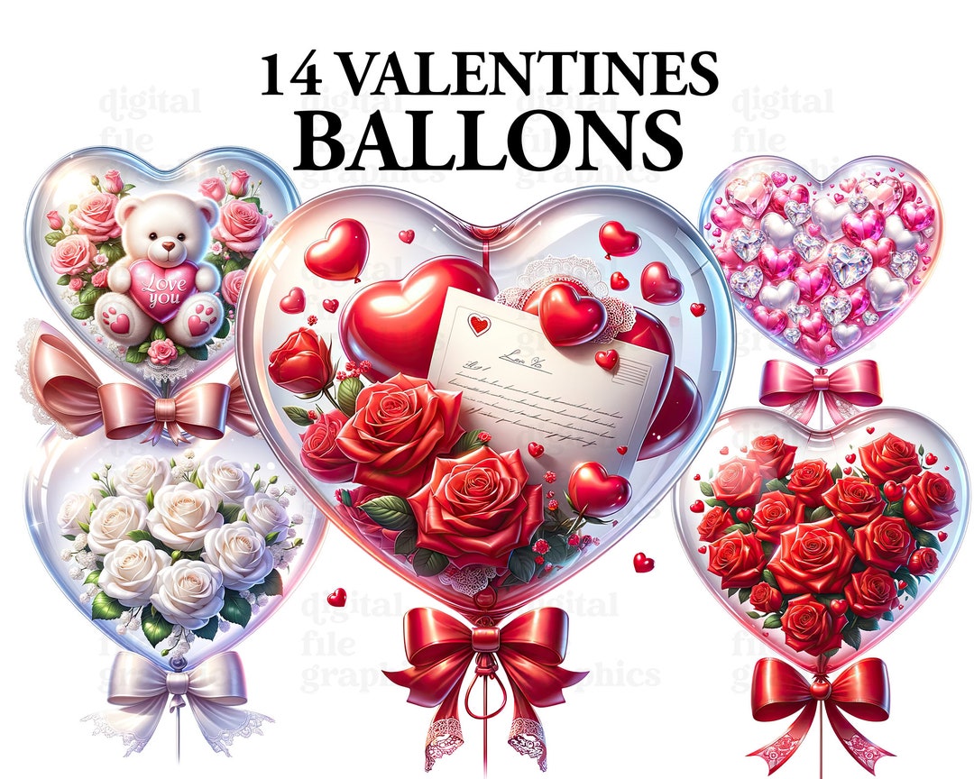 Valentines Day Heart Ballons Watercolor Clipart PNG, Ballon Clipart PNG ...