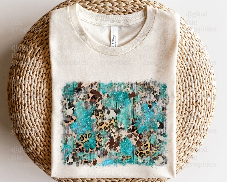 Cowhide Wood Teal Background Leopard Background Png Cowhide Etsy