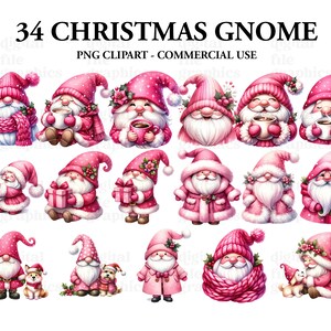 Christmas Gnome Watercolor Clipart, Gnome Winter Clipart PNG, Fantasy ...
