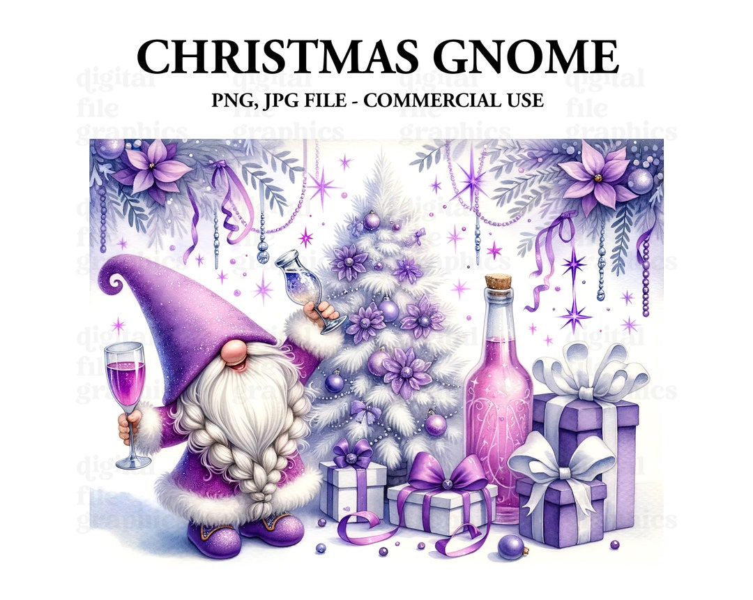 Christmas Gnome Watercolor Clipart, Gnome Winter Clipart PNG, Fantasy ...
