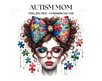Autsim Mom Watercolor Sublimation, Autism Clipart PNG, Autism mom, Autism Sublimation graphic, Autism t-shirt, Digital graphic design