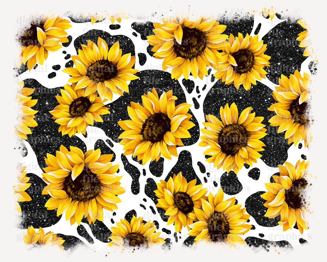Sunflower Western Background, Cowhide Background Png, Sunflowers Cow