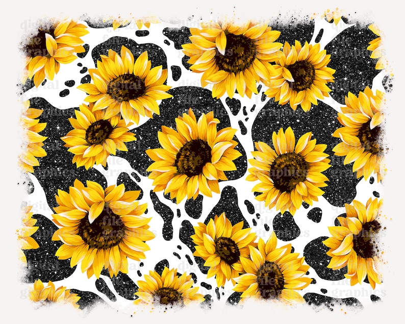 Sunflower Western Background Cowhide Background Png Etsy