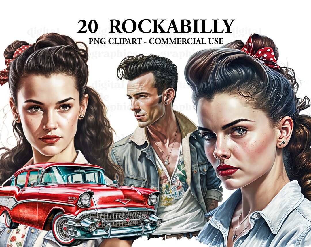 Rockabilly Retro Watercolor Clipart, Veteran Cars Clipart PNG, Portrait