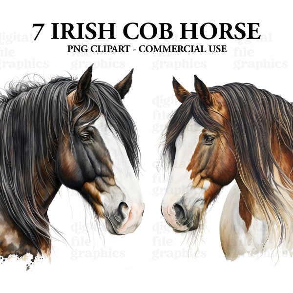 Irish Cob Horse PNG clipart, Brown Horse, Aquarelle Horse PNG, Animal Clipart, Horse Clipart, Horse Sublimation, Transparent png