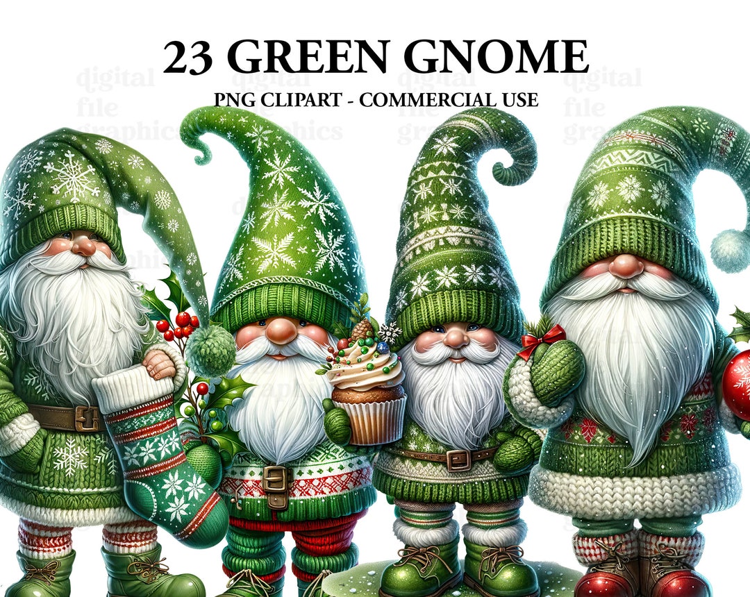 Christmas Gnome Watercolor Clipart, Knitted Gnome Winter Clipart PNG ...