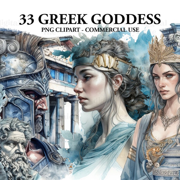 Greek Goddess Watercolor Clipart, Greek Mythology Clipart Png, Scrapbook, Junk Journal, Paper Crafts Scrapbooking