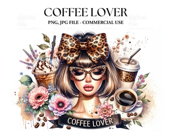 Coffee Lover Watercolor Sublimation, Coffee Mom Clipart PNG, Coffee drinks, Coffee Sublimation graphic t-shirt, Digital graphic design