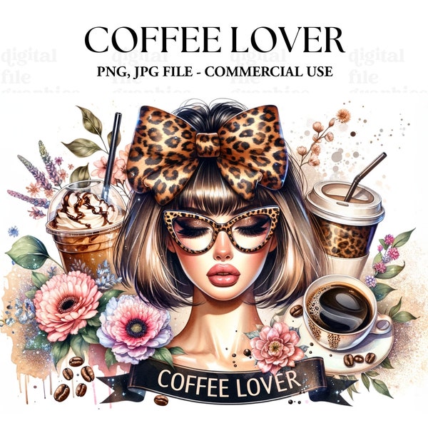 Coffee Lover Watercolor Sublimation, Coffee Mom Clipart PNG, Coffee drinks, Coffee Sublimation graphic t-shirt, Digital graphic design