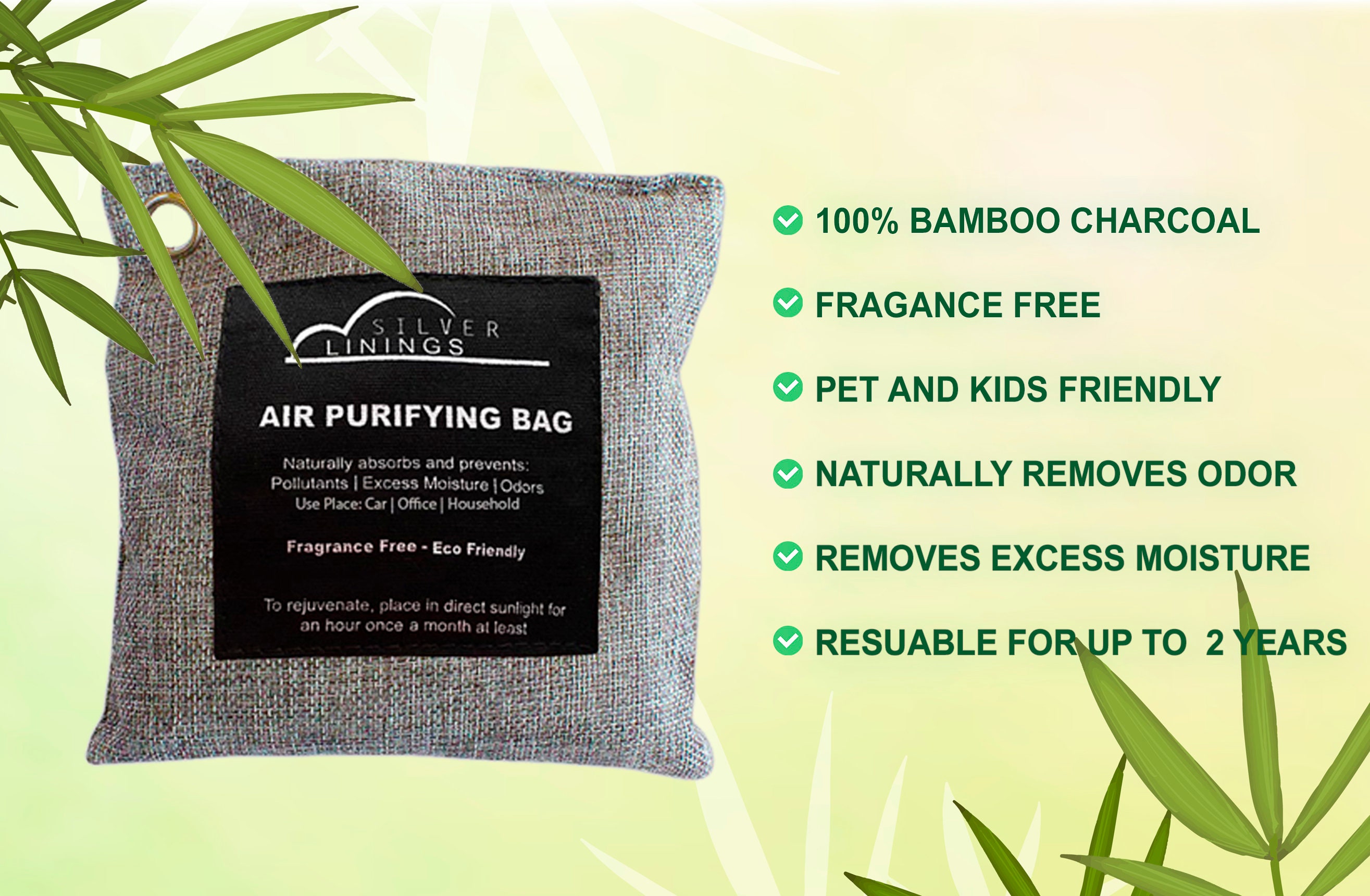 Bamboo Charcoal Air Purifying Bags Pack of 4 x 200g Air Etsy