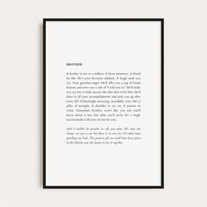 BROTHER PRINT, Brother Gift, Gifts for Him, Quotes Print, Poster Print, Digital Prints, Printable Art, Family Gifts, Brother Poetry