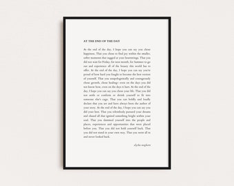 AT THE END of the day! Alysha Waghorn Quote, Quotes Print, Poster Print, Wall Art Quotes, Typography Print, Digital Prints, Printable Quotes
