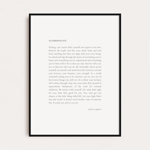 AUTHENTICITY, Alysha Waghorn Quote, Quotes Print, Poster Print, Wall Art Quotes, Typography Print, Digital Prints, Printable Quotes