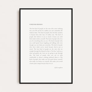 FOREVER FRIENDS, Alysha Waghorn Quote, Quotes Print, Poster Print, Wall Art Quotes, Typography Print, Digital Prints, Printable Quotes