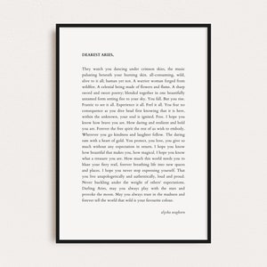 ARIES ZODIAC PRINT, Star Sign Quote Print, Astrology Typography Print, Digital Prints, Printable Quotes, Instant Download