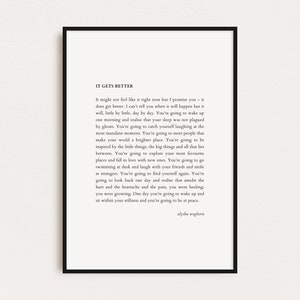 IT GETS BETTER! Alysha Waghorn Quote, Quotes Print, Poster Print, Wall Art Quotes, Typography Print, Digital Prints, Printable Quotes