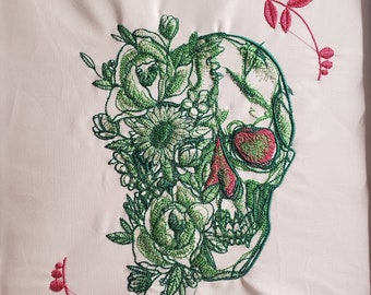 Custom Colored Skull Embroidery Art