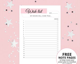 Lista de deseos, Wishlistz, Lista de deseos, Regalos para ella, Planificador digital, Descargas digitales, A4/A5/US