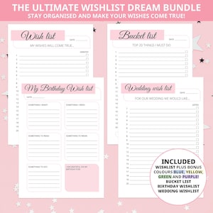 Das ultimative Wunschlisten-Bundle - Plane die Feste und Abenteuer deines Lebens! Sofort download, A4/A5/US