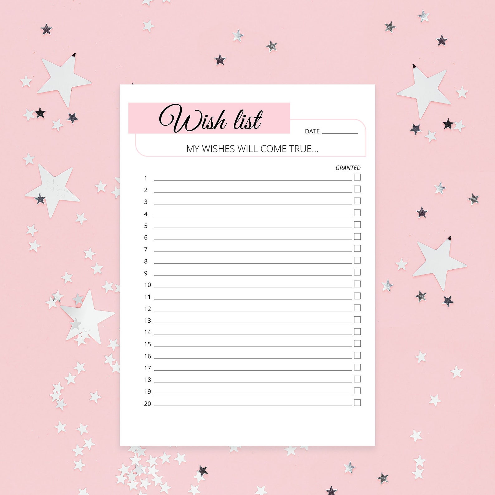 Wish List Printable Template, Digital Wish List, Wish List, Wish List