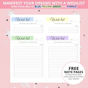 Wunschliste in Farben blau/gelb/grün/lila, Wunschlistez, Wunschliste Goodnotes, Geschenke für Sie, Digitaler Planer, Digitale Downloads, A4/A5/US