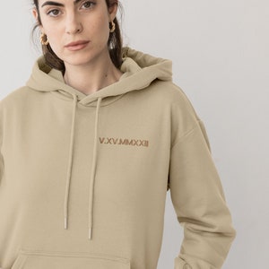 Anniversary Embroidery on Hoodie, Engaged Photoshoot Outfit, Anniversary date, Roman Numeral Date, Wedding Date Gift, Matching Outfits