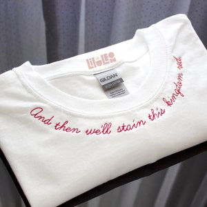 Neck Embroidery, Thin Script Embroidery Around Neck, Collar Custom embroidery, Embroidered neckline