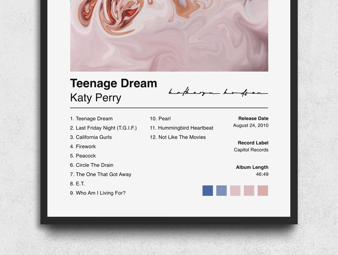 Katy Perry Poster Teenage Dream Album Cover Poster Print | Etsy