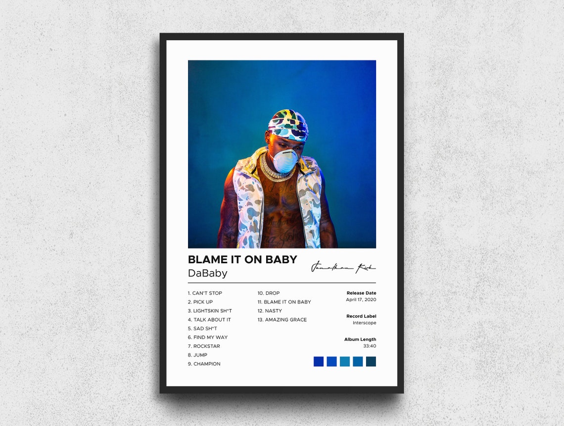 DaBaby Poster Blame It On Baby Album Cover Poster Print Etsy