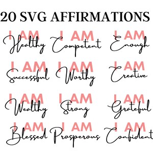 Afirmaciones YO SOY para tableros de visión y álbumes de recortes / Afirmaciones YO SOY SVG / Afirmaciones de amor propio / Afirmaciones centradas en el éxito