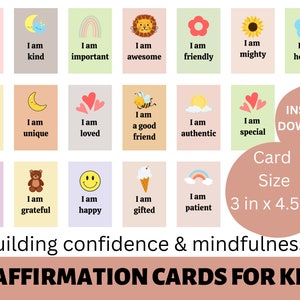 Affirmation Cards for Kids | Children Affirmation Cards | Positive Affirmation for kids | 32 Printable Cards | Digital Download